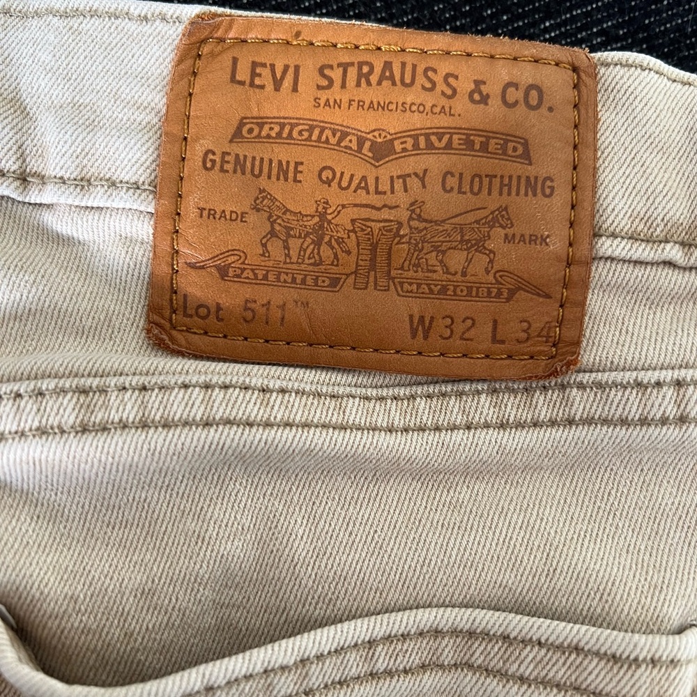 Levi's 511 Cream/Khaki Jeans with Brown Label 32x34 - Picture 3 of 3